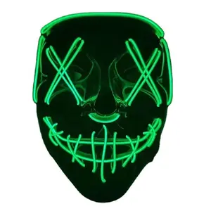 Neon Light Led Bright Toy Mask Black V-shaped Luminous Mask Glowing Mask Shining Toy Gift Halloween Plastic Lightweight