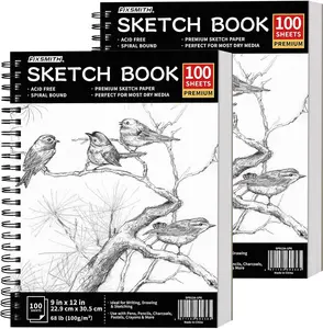 FIXSMITH 9"X12" Sketch Book | 200 Sheets (68 lb/100gsm) Sketchbook| 2 Pack (100 Sheets Each) |Acid Free Drawing Paper | Spiral Bound Sketchpad for Beginners,Artists & Professionals | Bright White