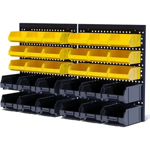 30PCS Wall Mounted Storage Bins, Plastic Tool Organizer for Garage Storage, Screws, Nuts, Bolts, Small Hardware Parts -Black, Yellow