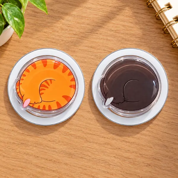 Cozy Sleeping Circular Cats MagSafe Phone Grip Collection, Cute Orange Tabby & Black Kitty PopSocket Set, Aesthetic Cat Lover Phone Accessory