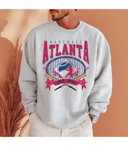 Atlanta Baseball Vintage Sweatshirt, Retro Atlanta Baseball Crewneck, Classic Baseball Graphic Pullover, Sports Fan Apparel, Unisex Cozy Sweatshirt, Gift for Baseball Lovers, Game Day Outfit, Streetwear Style Top
