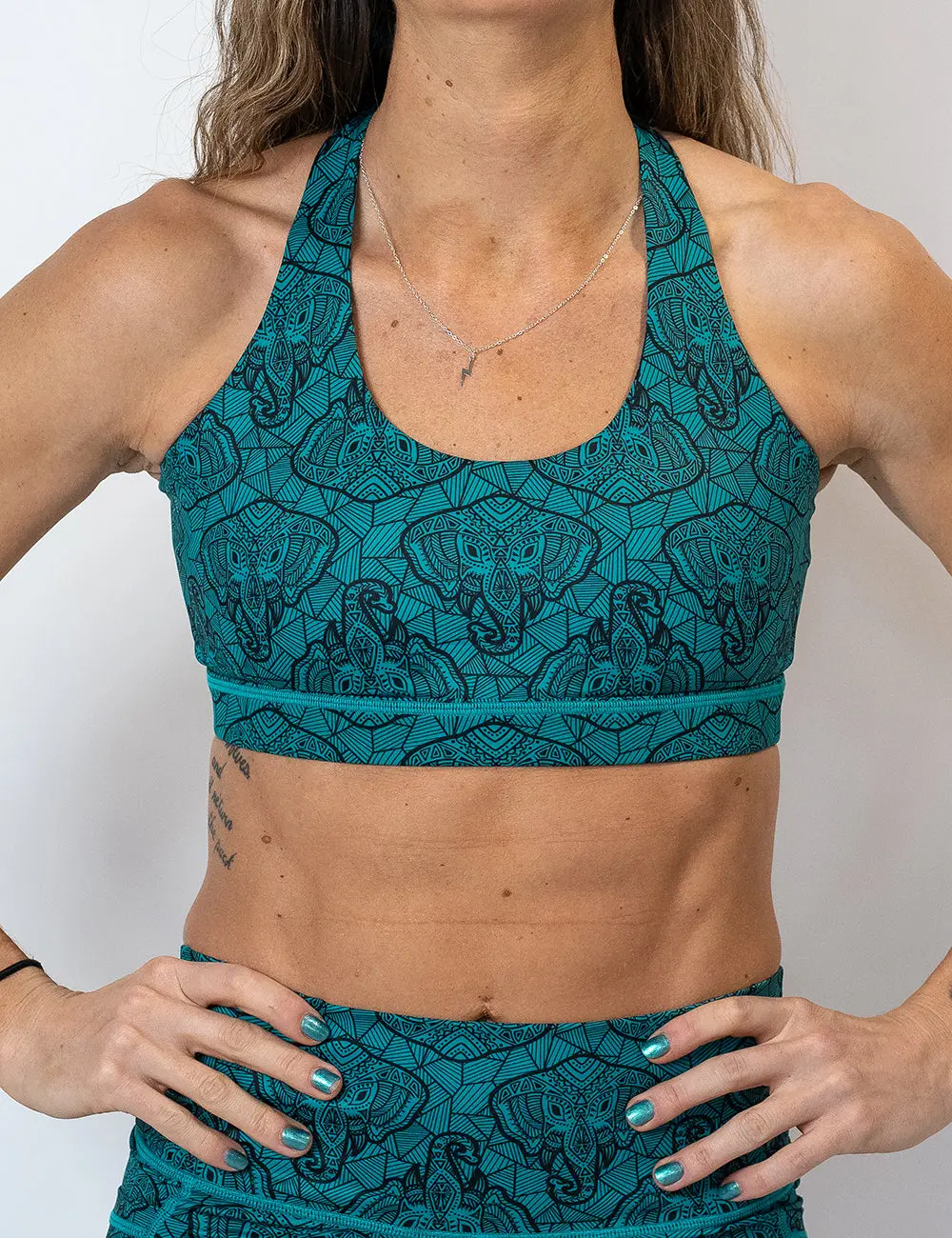 Strappy Butterfly Back Sports Bra for Women, Junk in the Trunk Design - Soft Polyester Spandex, Medium Impact with Removable Padding, Sporty Bra, Strappy Workout Bra