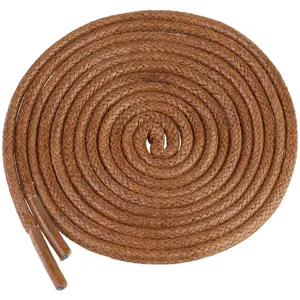 INSPIRE CHIC 2 Pair Waxed Shoe Laces Round Solid Woven Shoelaces for Boots Men and Women 100cm/39.37" Red Brown