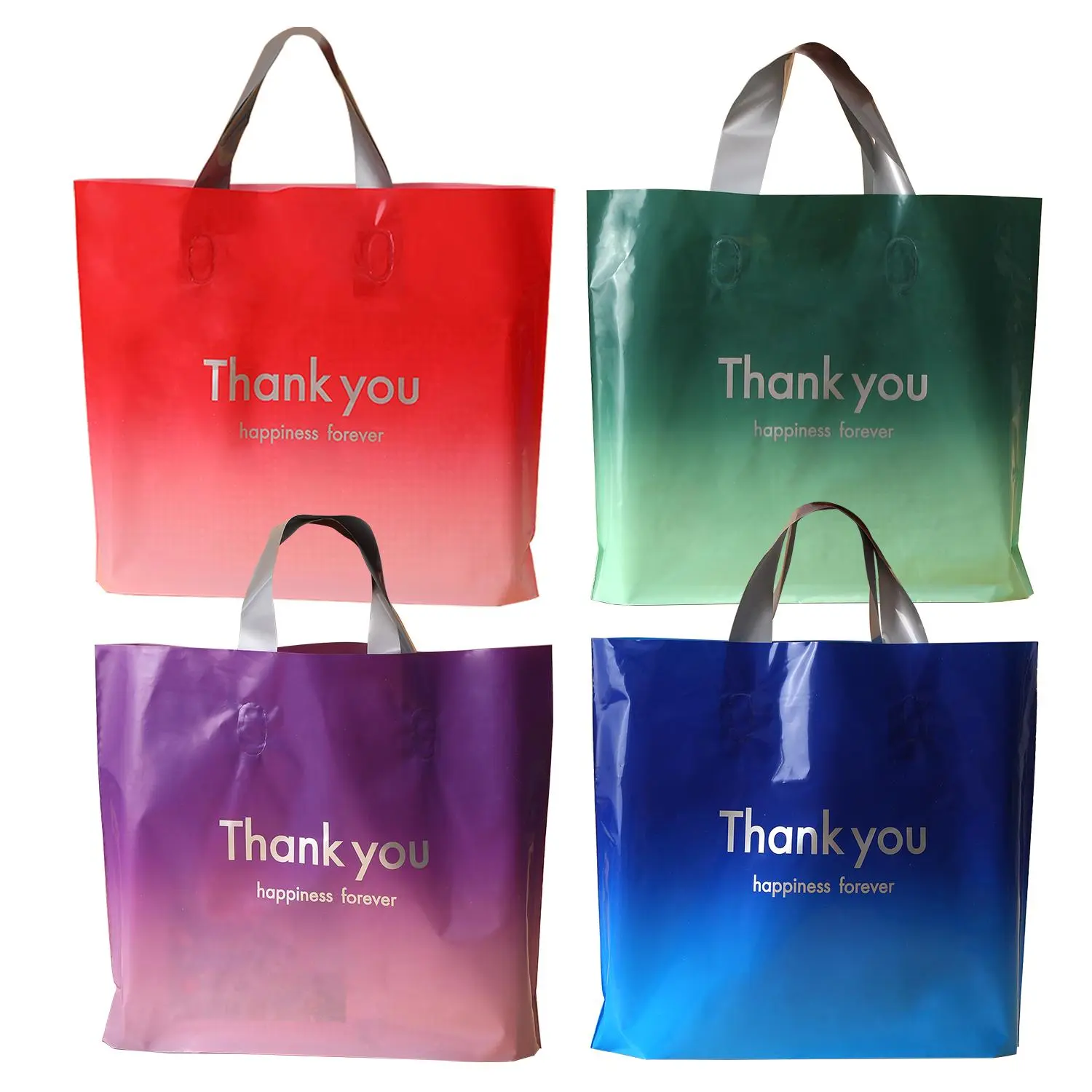 Thank You Letter Gift Bag with Handle, 50pcs/set Colorful Gift Wrapping Bag, Gift Packaging Supplies for Wedding, Birthday, Retail Shopping, Party, Party Packs