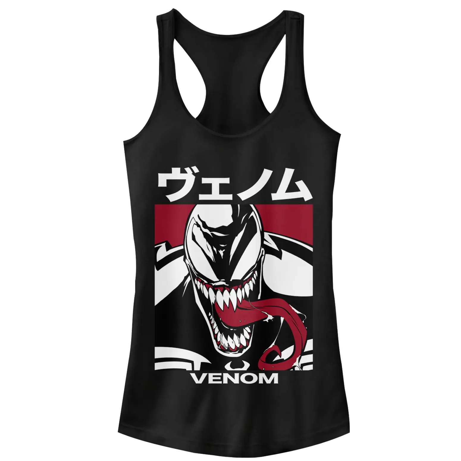 Juniors Womens Marvel Venom Japanese Kanji Character Racerback Tank Top
