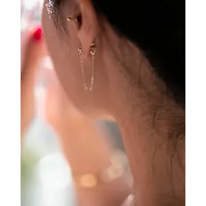 Gold Chain Stud Earrings