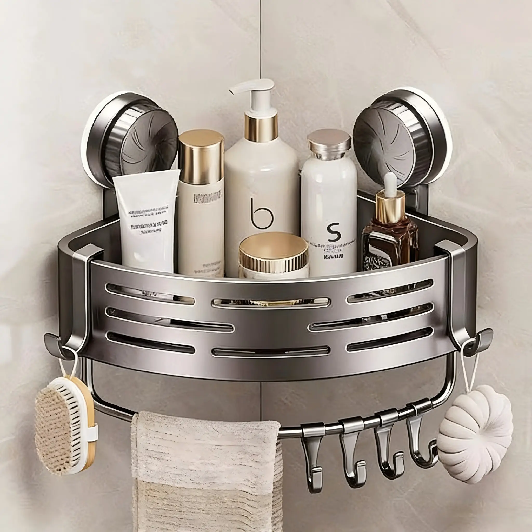 Rustproof Corner Bathroom Shelf | 1-3 Tiers Adhesive | Toiletries & Bath Product Storage 🧴 Bathroom Accessories Organizer Bathroom Organizing Accessories