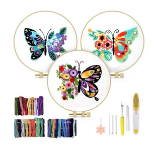 3 Pcs Embroidery Stitch Practice Set,Butterfly Flower Embroidery Kit for Beginners,Include Cloth Hoops Threads for Craft Lover Hand Stitch with Embroidery Skill Techniques,Christmas Gifts,Tools & Hardware