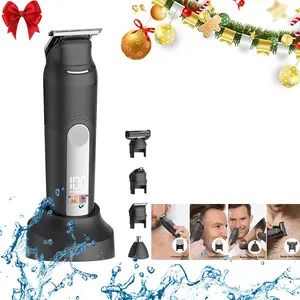 Portable intelligent LED display beard trimmer kit with USB charging function, English, multiple blade heads, suitable for dry and wet use