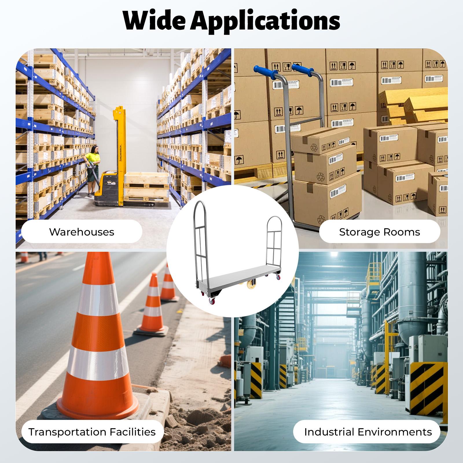 Heavy Duty U Boat Platform Dolly 2000lbs Load Capacity 6 Wheels Q235 Steel Flat Cart with Side Fences for Warehouse Industrial Transportation Moving Heavy Duty U Boat Platform Dolly 2000lbs Load Capacity 6 Wheels Q235 Steel Flat Cart with Side Fences for Warehouse Industrial Transportation Moving