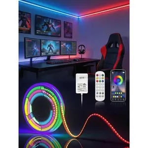 RGB COB LED Strip Light, 16.4ft Led COB Light Strip with Remote, Dimmable  App, Color Changing  Sync,  Indoor RGB Led Lights for Bedroom,  Decor, Party