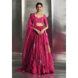 Mulberry pop pink lehenga set