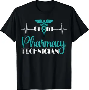 100%cotton Pharmacy Technician CPhT Tech Heartbeat EKG Pharmacist Gift T-Shirt