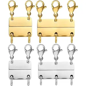 [Iron Necklace Separator] 4PCS Durable Iron Layered Necklace Clasp Separator - Metal Chain Linker for Stacking Necklaces, Jewelry Organizer Tool