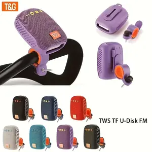 T&G TG392 Compact Outdoor Cycling Wireless Speaker - IPX5 Waterproof Audio with TWS Stereo, FM Radio, TF Card & USB Drive Support for Phones & Tablets
