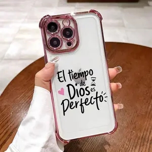 Bible Verse Pattern Phone Case , Electroplated Cover with Airbag Shockproof Slim Soft TPU Cover for iPhone X 11 12 13 14 15 16 17 Pro Max Plus Air Religious Faith