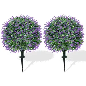 Artificial Lavender Stems 55cm 2-Pack Realistic Fake Flowers for Home Decor Balcony Porch Office Corridor Purple Floral Embellishment Decorative Plant Fall Decorations Room Decor for Men Front Porch