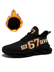 Men's Six 67 Seven Plus Size Warm Lined Casual Shoes, Street Style Print Fashion Sneakers, Comfortable Sole Trendy Streetwear Trainers, Perfect for Fashion-Forward Looks