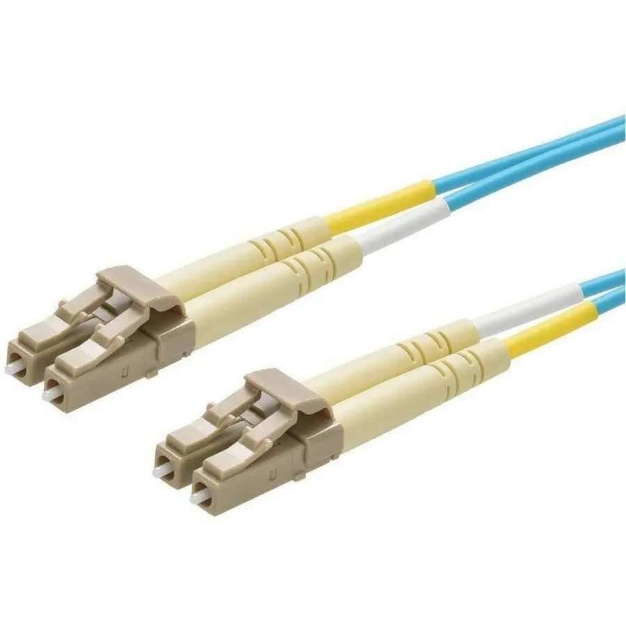 Monoprice Multi-Mode OM4 Fiber Optic Cable LC-LC UL 2mm 50/125 OFNR Duplex Aqua 2m