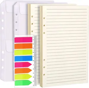 A5 Paper, Planner Inserts for A5 Binder, 5.5 x 8.5 Lined Paper with Binder Pockets, for Refillable Notebook, Journal, Planner Refills