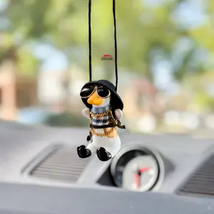 Fancy Swinging Duck Rear View Mirror Accessory | Adorable Car Charm Decoration | Cute Car Accessories | Gifts for New Driver