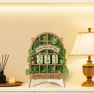 Personalized Plants Wooden Reading Tracker Sign, Books Read This Year Wall Decor, Custom Name Library Sign for Book Lovers and Readers