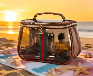 Spring Sate New Retro Vintage Vanity Bag – Large Capacity Waterproof Transparent Makeup Cosmetic Bag with Zipper – Luxury Toiletry Organizer for Women Ladies Travel & Storage,Towrls