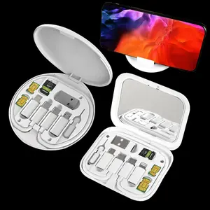 USB C Adapter OTG,Multi Charging Cable Conversion Set USB A & Type C to Micro/Lightning,USB C to Micro USB,Data Transfer,SIM Card Pin,Phone Holder (White Mirror)
