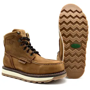 Fuerbo B-40 Mango Tan 6-Inch Moc Toe Work Boot - Classic Round Toe, Full Grain Leather, Oil & Slip Resistant, Goodyear Welt Construction, Dual-Density Outsole, Comfortable & Durable Industrial Shoe
