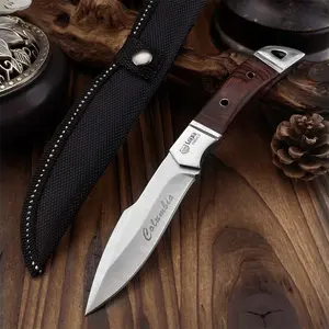 High-Quality Color Wood Handle Fixed Blade Knife, Stainless Steel Knives, 5cr13mov Steel Blade, with Sheath, Outdoor Camping Essential, Multi-Functional Wear-Resistant Tool, Survival Tool