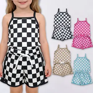Toddler Girls Checkerboard Cami Top & Shorts Set, Kids Summer Casual Outfit Checkered Tank Top & Shorts Set | Trendy Summer Outfit | Perfect for Hot Days