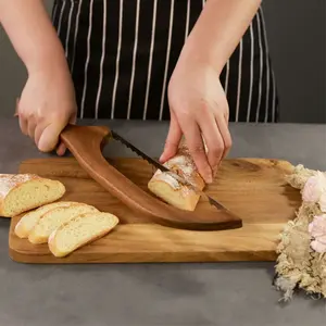 Wooden Handle Bread Cutter, 1 Count Manual Bread Slicer, Stainless Steel  Portable Bread Slicing Tool,   Kitchen Baking Tool, Kitchen Utensils Tools
