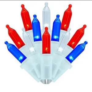 Red White and Blue Lights, 4th of July Decorations String of 50 Lights Plug in Indoor Outdoor, Waterproof Patriotic Light for Independence Day Holiday Memorial Day Party Decor