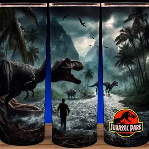 Jurassic Park 90s Dinosaur Collection Cup Mug Tumbler 20oz Drinkware Stainless Steel Insulated Flasks Glossy Portable