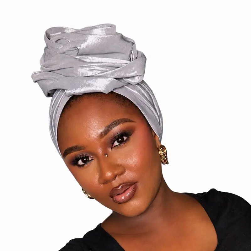 Women's Luxury Silk Pre-Tied Turban, Elegant African Headwrap Scarf