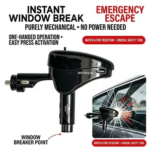 Multi-Function Car Safety Hammer Breaker Emergency Escape Tool, Negative Ion Purifier, Quick Charge, Three-In-One Lighter Interface