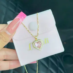 Princess pink heart necklace