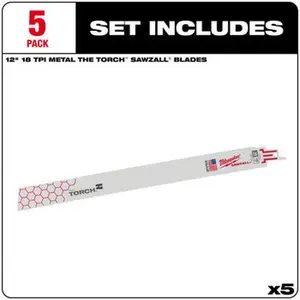 Milwaukee 48-00-5789 5PC 12" 18 TPI The Torch SAWZALL Blades (Open Box)