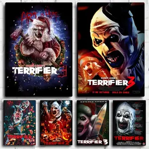 Horror Movies T-Terrifier Poster Peel & Stick Poster Set Wall Art – Self-Adhesive Aesthetic Room Decor | Gallery-Quality Waterproof Fade & Scratch Resistant Prints | Living Room, Bedroom, Dorm Home Decoration Multiple Sizes