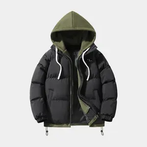 Men's Hooded Jacket - Winter Coat, Heavyweight Windproof Shell, Machine Washable, Suitable for Skiing, Snowboarding, Casual Cold Weather Outerwear for Outdoor Activities