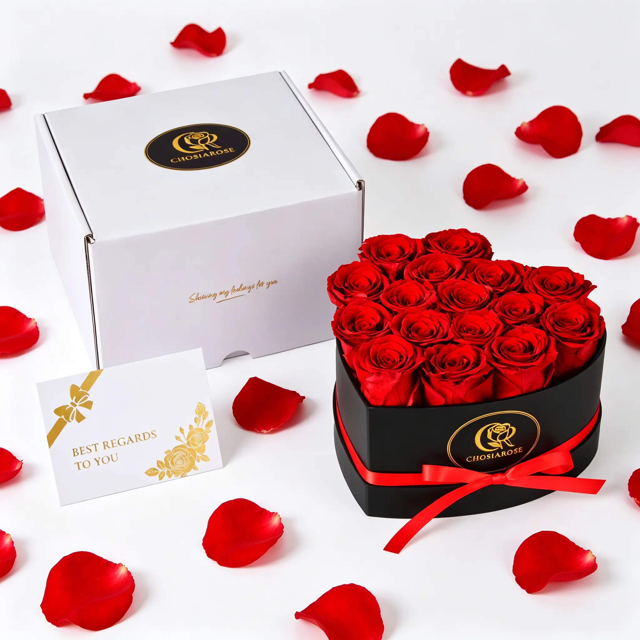 Eternal Rose Gift Box - Gift for Women, Wife, and Mom, Rose Flower Forever Decoration Birthday Gift, Red - 16 Roses Decorative Girls Room Decor Christmas Gift Ideas