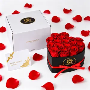 Eternal Rose Gift Box - Gift for Women, Wife, and Mom, Rose Flower Forever Decoration Birthday Gift, Red - 16 Roses Decorative Girls Room Decor Christmas Gift Ideas