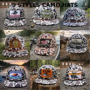 Vintage Duck Camo Snapback Hat Collection Hunting Fishing Trucker Cap Embroidered Patch Outdoor Hat Winchester Remington Ducks Unlimited Red Man Cowpoke STIHL Shooters Water