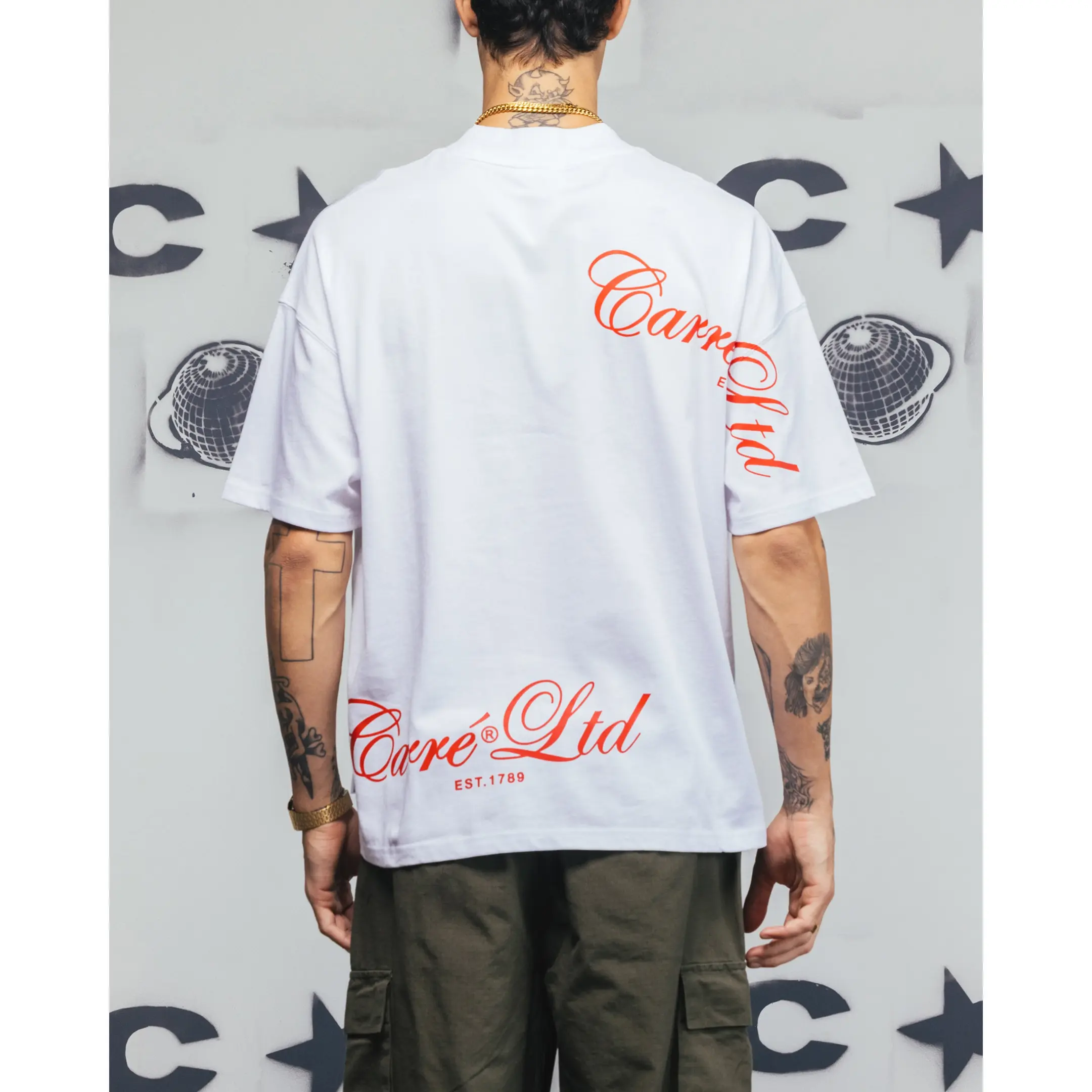 Carre Side Script Oversized T-Shirt White/Red