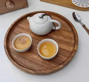 Round Wooden Tray for Rotating Turntable Storage in Cabinets Kitchen Tables Countertops and Food Storage Rooms Ideal for Tea Sets and Versatile Usage