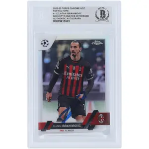 Zlatan Ibrahimovic AC Milan Autographed 2022-23 Topps Chrome UEFA Refractor #11 Beckett Fanatics Witnessed Authenticated Card - Fanatics Authentic Certified