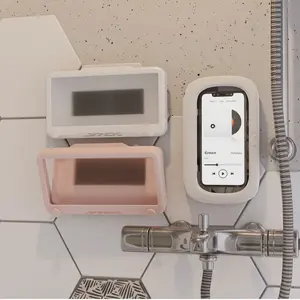 Wall-Mounted Waterproof Phone Holder – No-Drill Wall-Mount Phone Holder – All-Season Waterproof Bathroom Holder – Shower Entertainment – 360° Rotation