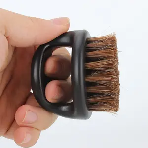 Men's Mustache Brush, Single Finger Ring Beard Cleaner, Haircut Trimming Brush, Vintage Oil Head Brush, Ergonomic Handle, Salon & Home Use