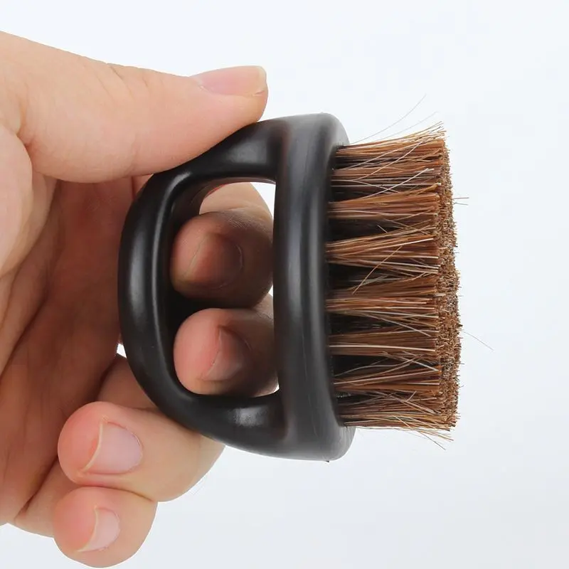 Men's Mustache Brush, Single Finger Ring Beard Cleaner, Haircut Trimming Brush, Vintage Oil Head Brush, Ergonomic Handle, Salon & Home Use, Shaving Brush, Shaving Tool, Beard Grooming Tools
