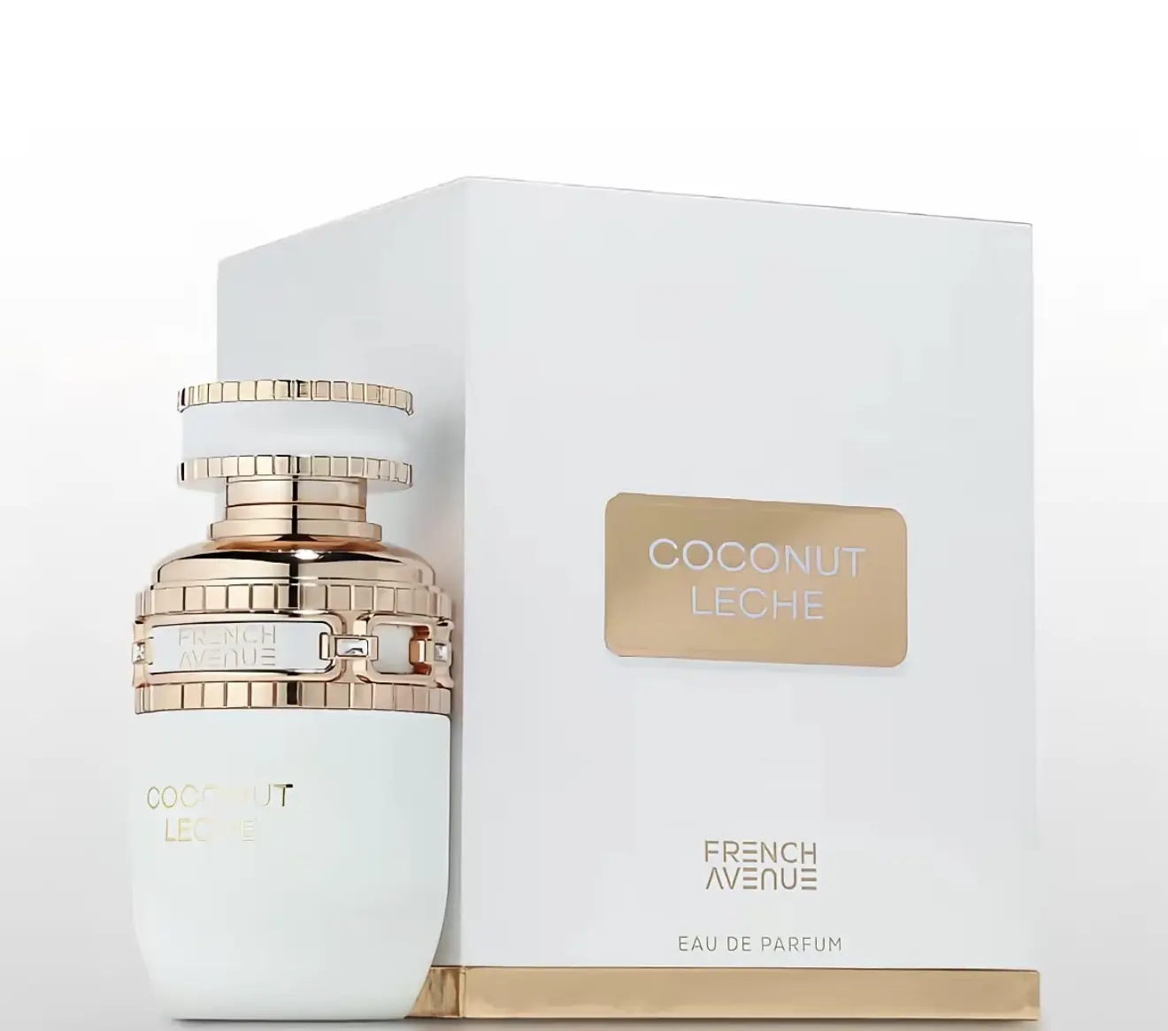 Fragrance World Coconut Leche EDP Perfume by French Avenue - Gourmand Vanilla & Benzoin Scent for Women - Top Notes Toasted Coconut Middle Notes Tuberose Base Notes Vanilla Leather